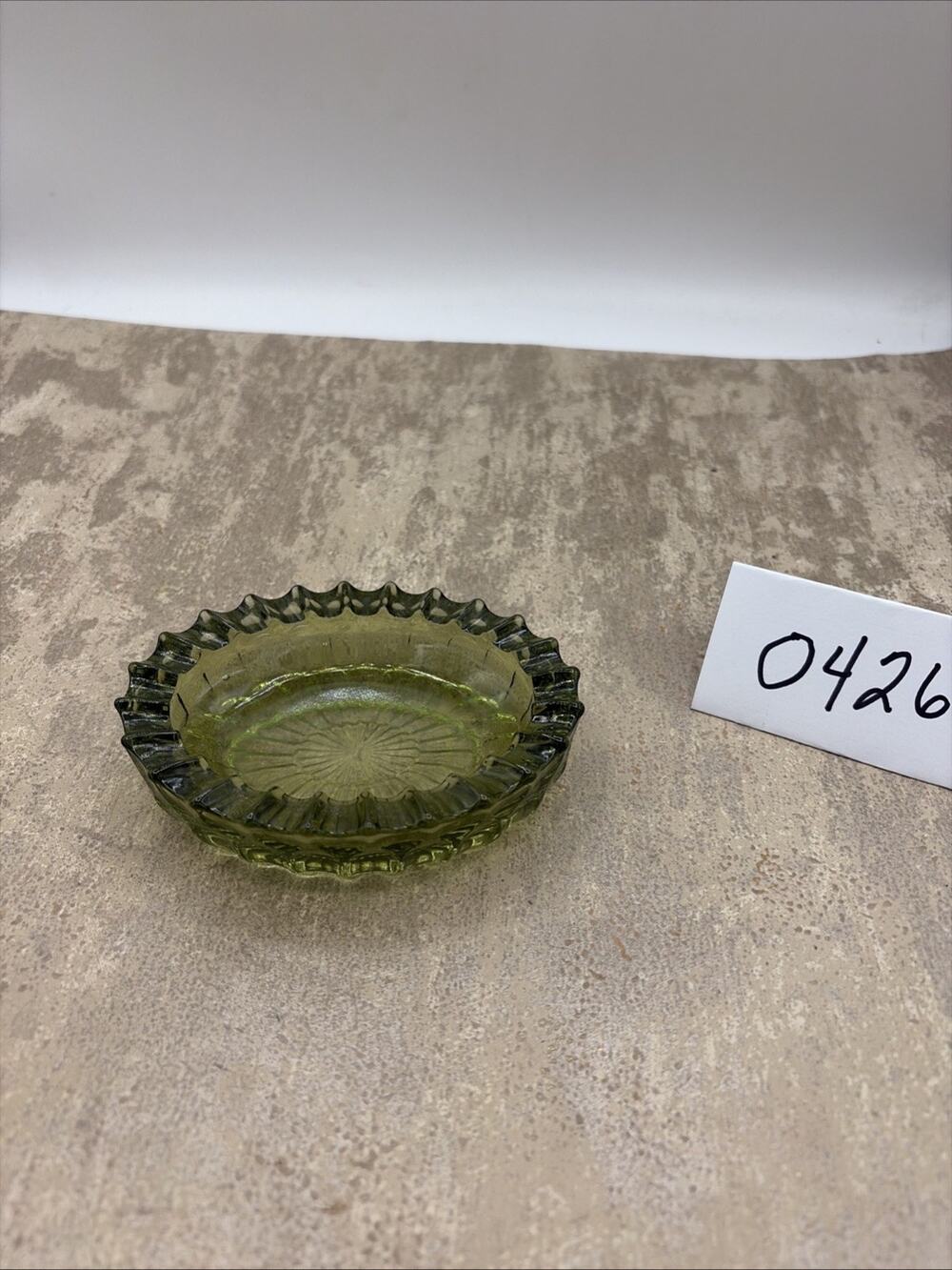 Fenton Thumbprint Colonial Green Oval Trinket Ashtray Dish Pressed Glass 4.5" US